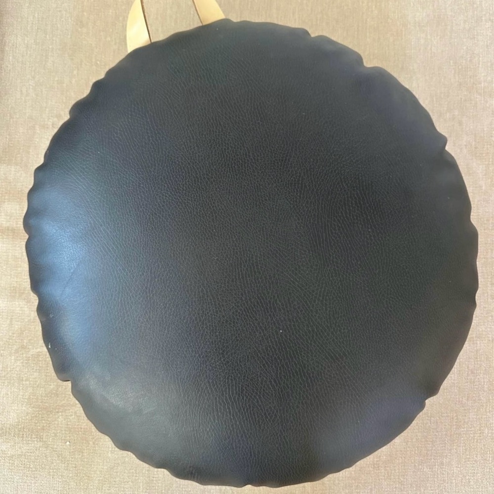 Gathre Mini Circle Floor Cushion, Vegan Leather, Raven Black